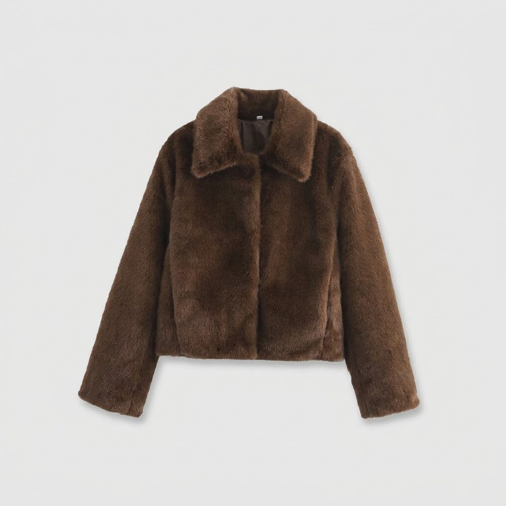 Veste Longue Femme avec Col Revers et Détail Boutons