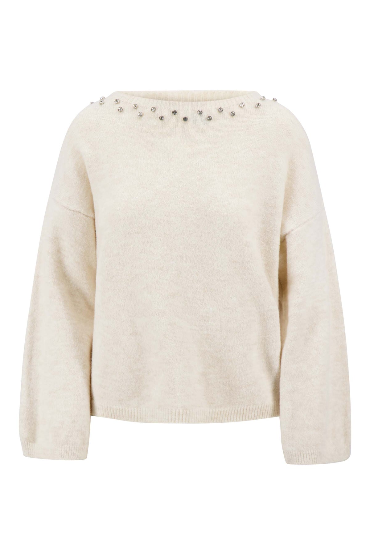 Pull Duveteux avec Encolure Strass