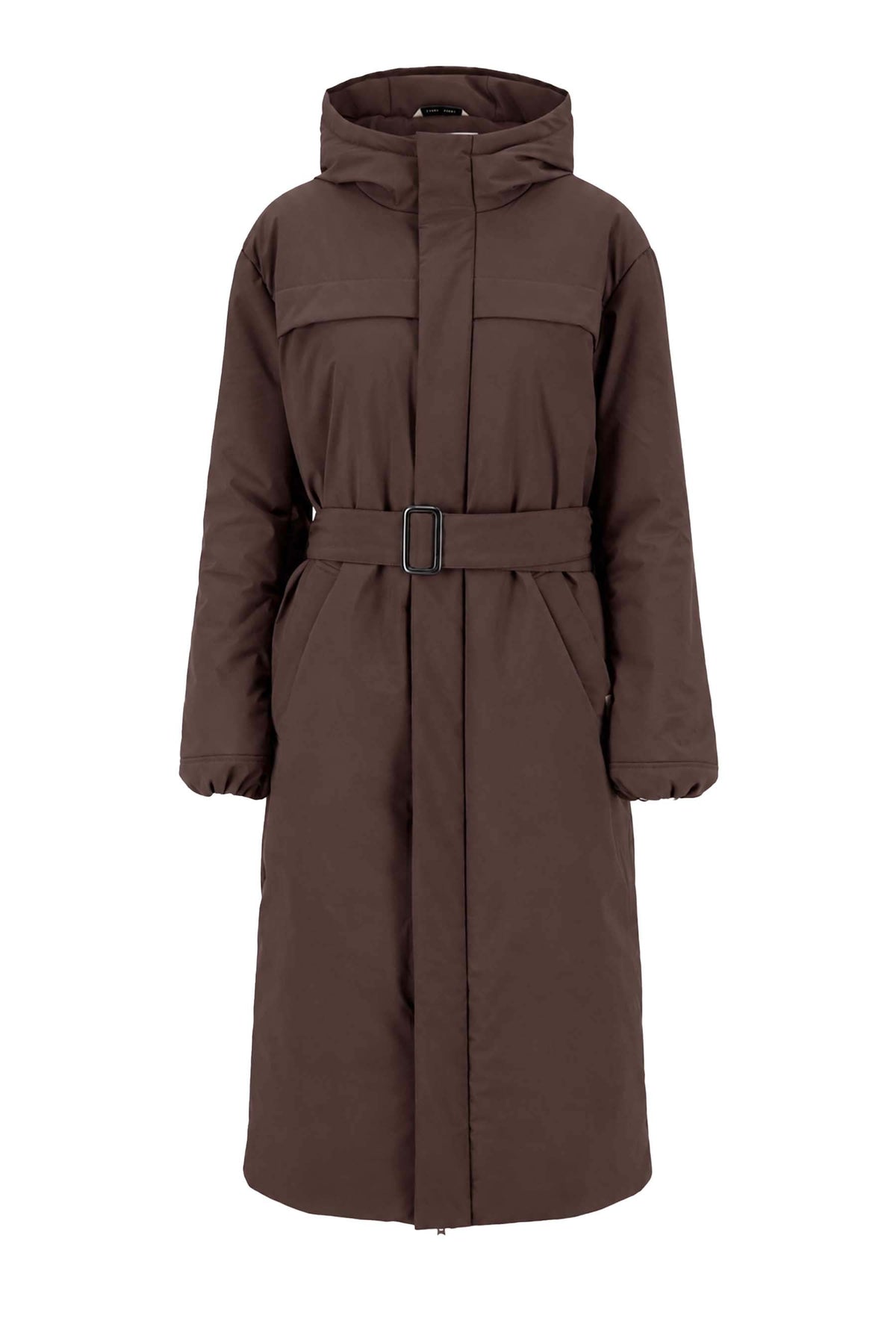Long Manteau Matelasse avec Ceinture