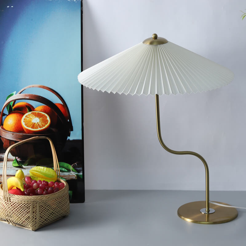 Lampe de Table Rétro à Abat-jour Plissé - Éclairage d'Appoint Décoratif