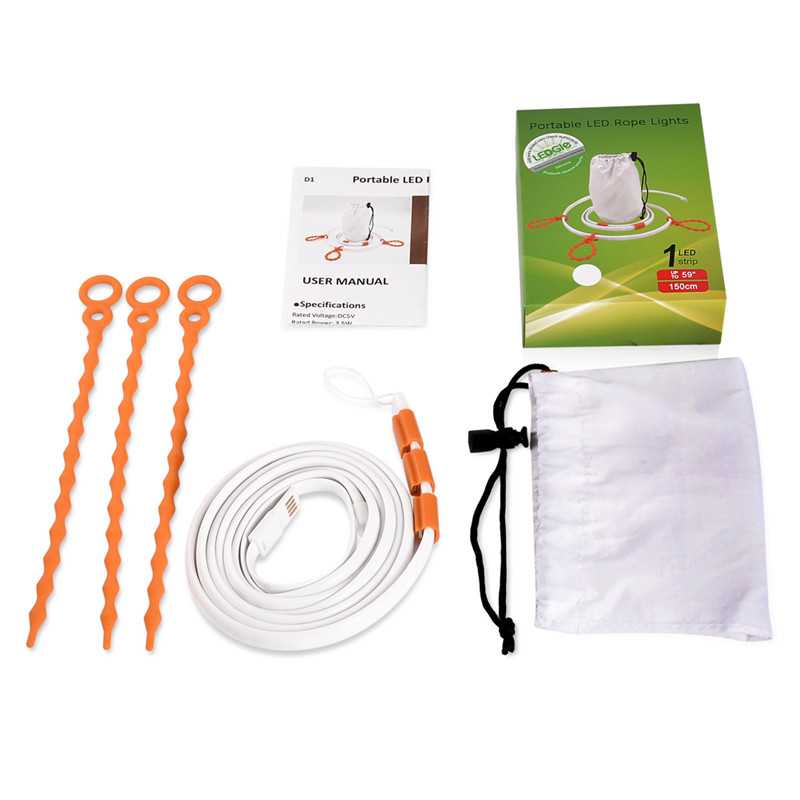 Bandeau LED de Camping Portable – Étanche, Rechargeable USB