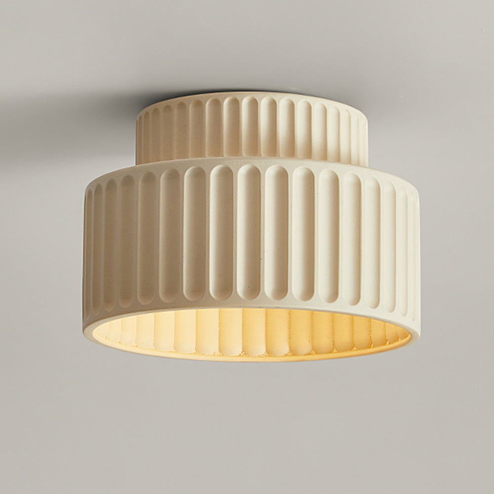 Plafonnier Cannelé - Design Tambour à Deux Niveaux