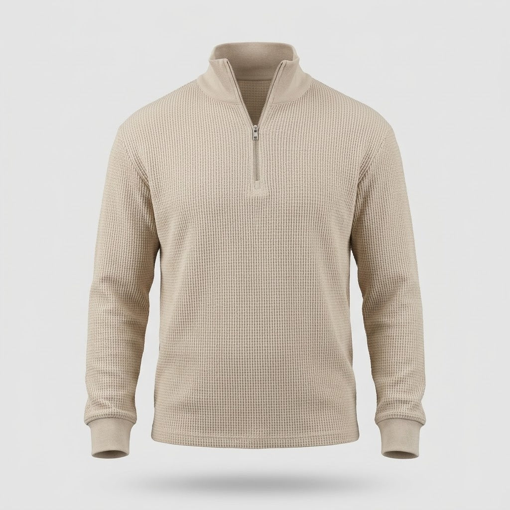 Pull Homme - Col Zippe a Texture Gaufree