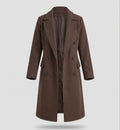 Manteau Long Croisé pour Femme avec Col à Revers