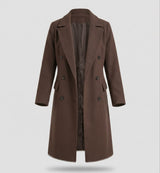 Manteau Long Croisé pour Femme avec Col à Revers