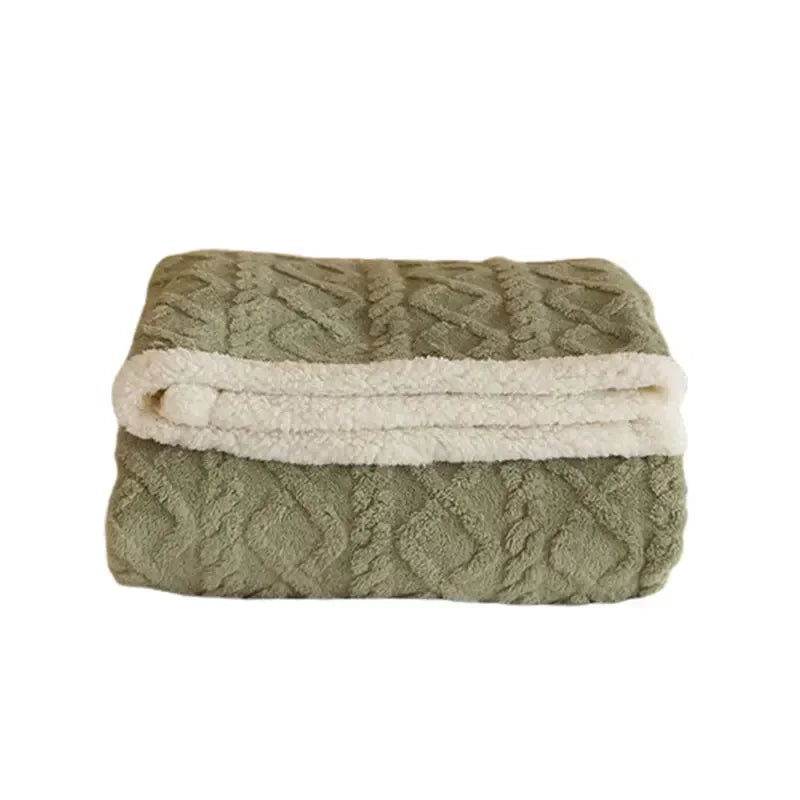 Couverture d'Hiver Épaisse en Laine d'Agneau - Plaid Ultra Chaud