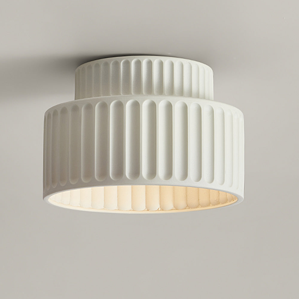 Plafonnier Cannelé - Design Tambour à Deux Niveaux