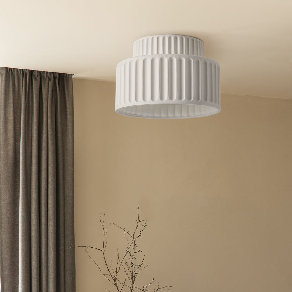 Plafonnier Cannelé - Design Tambour à Deux Niveaux