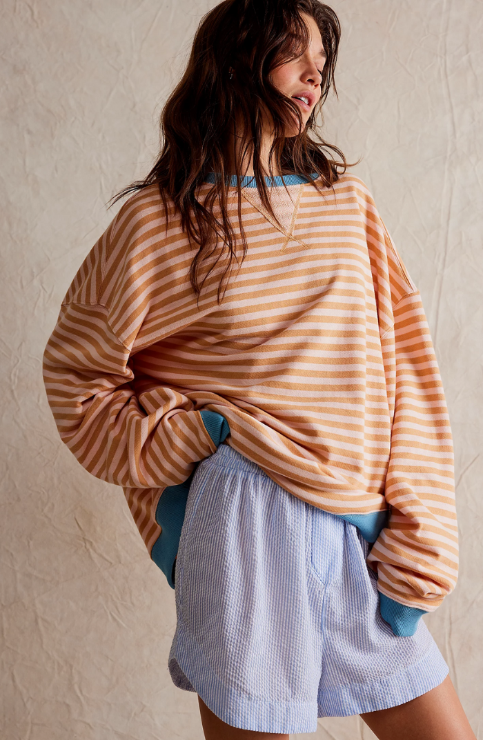 Pull Rayé Col Rond Femme - Haut en Maille Casual