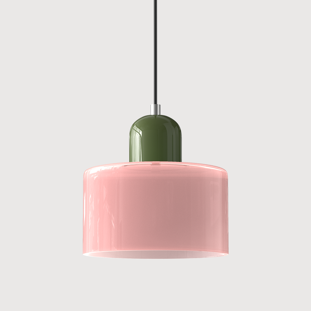 Suspension Bauhaus en Verre Coloré – Pièce Rétro Audacieuse