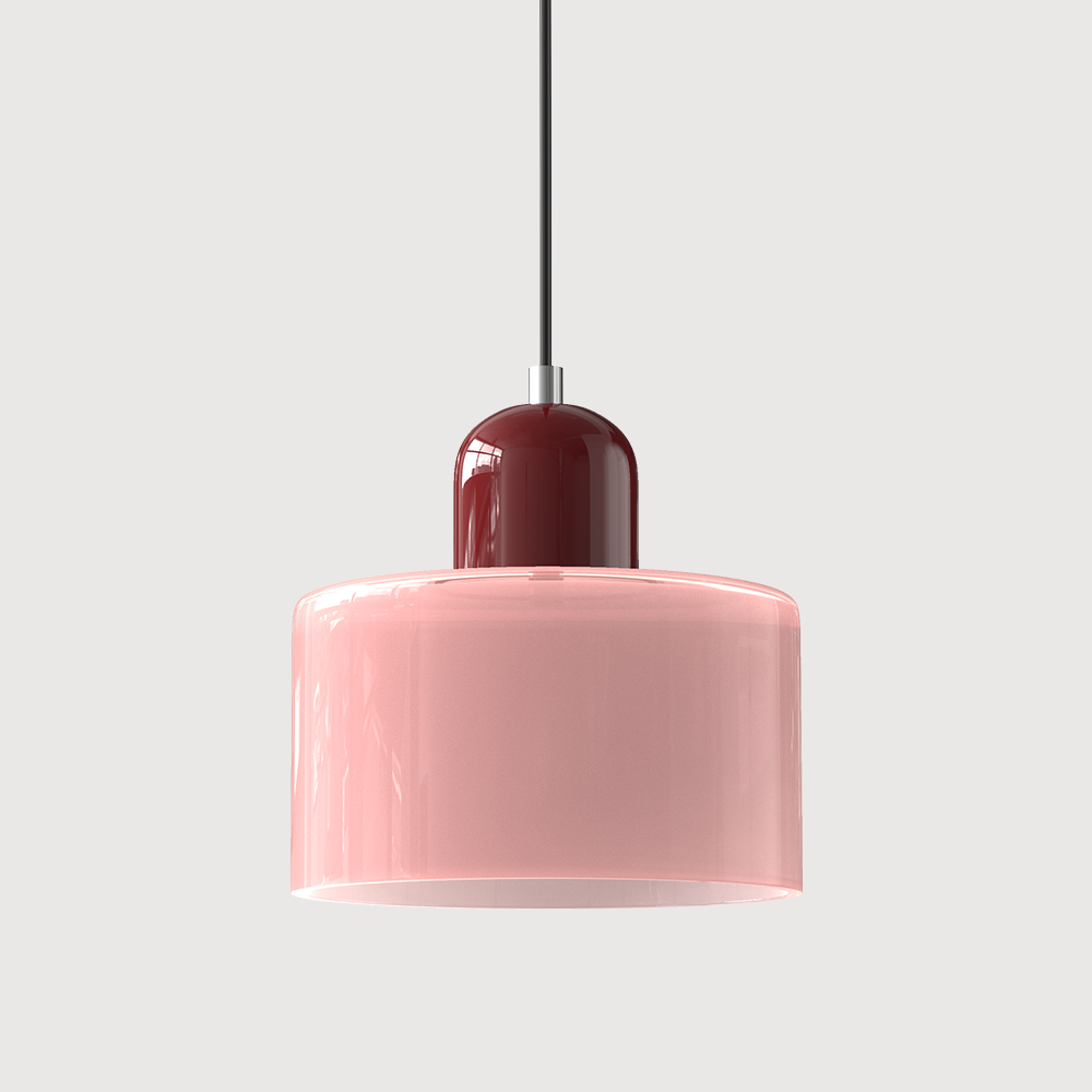 Suspension Bauhaus en Verre Coloré – Pièce Rétro Audacieuse