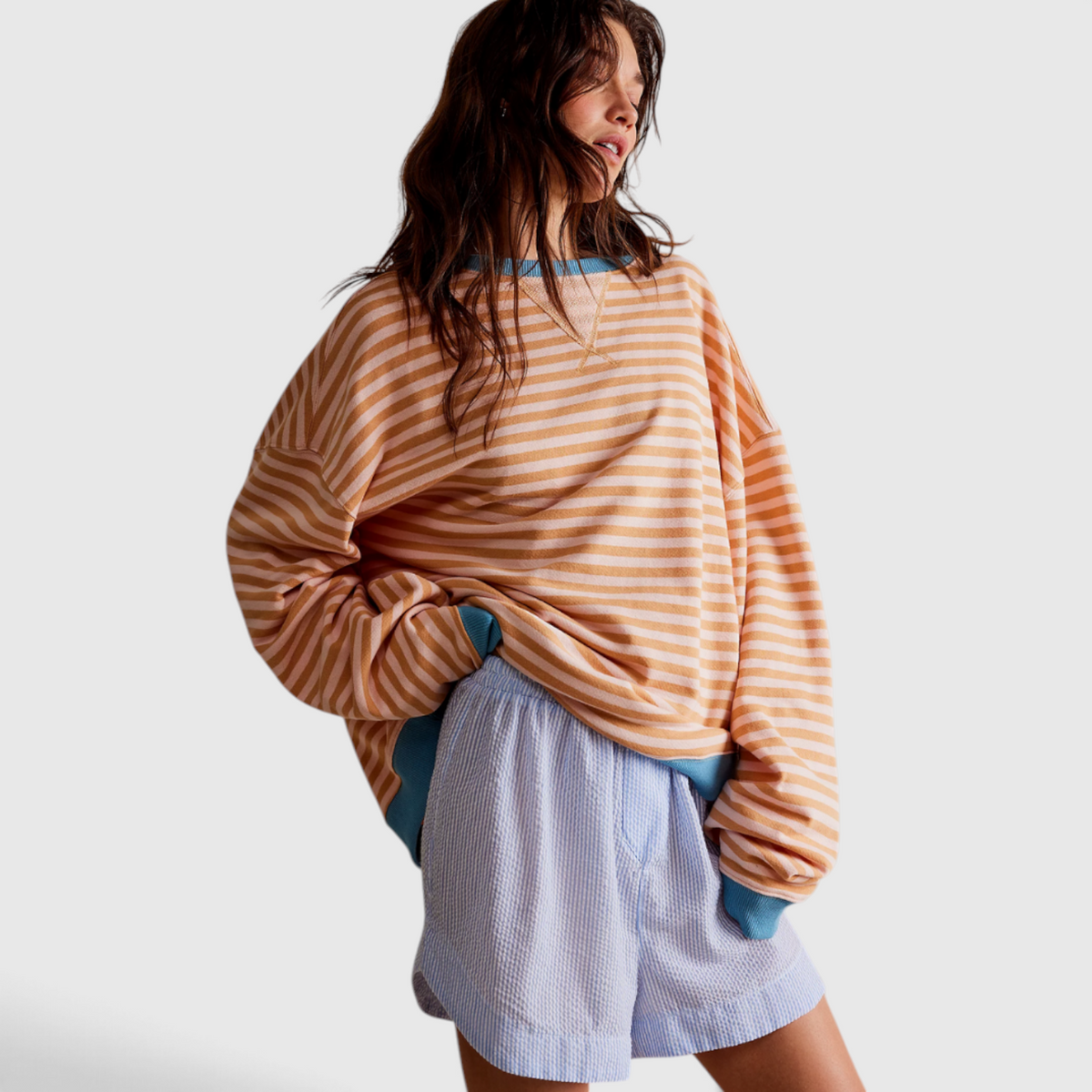 Pull Rayé Col Rond Femme - Haut en Maille Casual