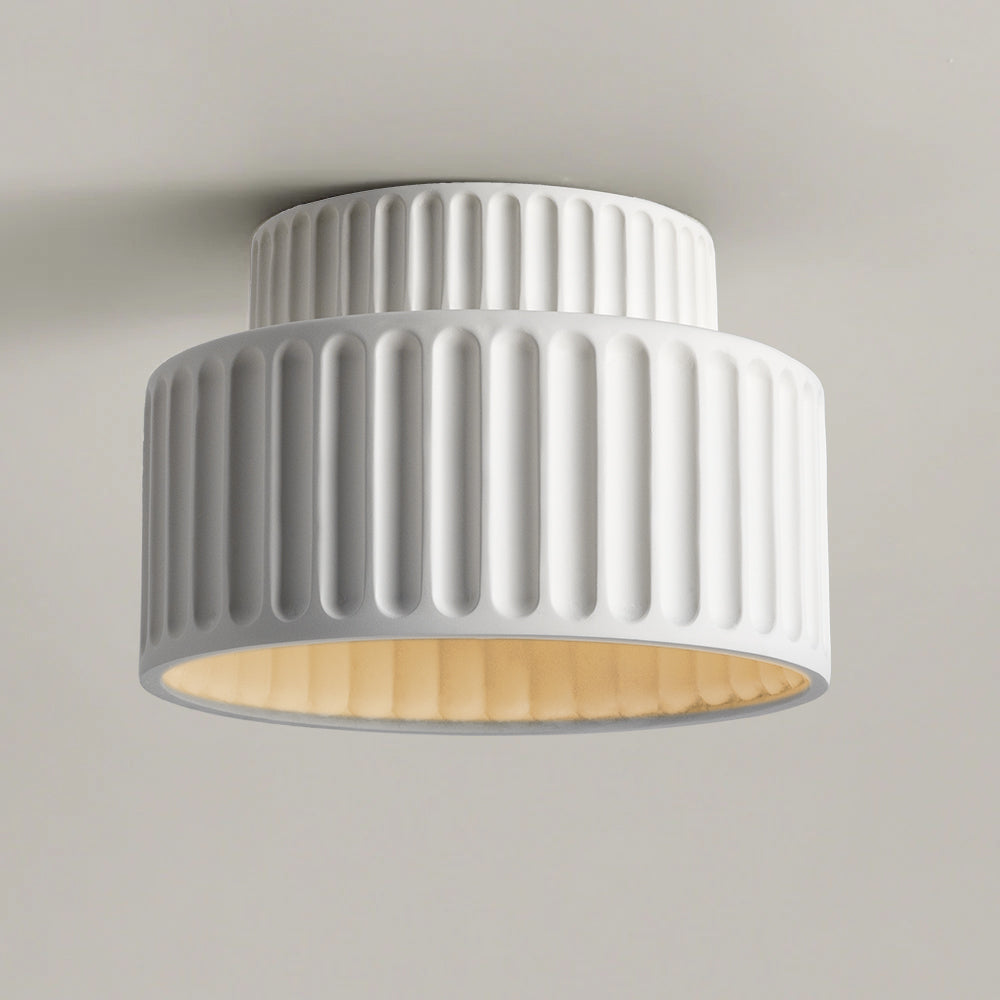 Plafonnier Cannelé - Design Tambour à Deux Niveaux