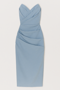 Trägerloses Midikleid mit Schlitz, elegant für Sommerzeremonien