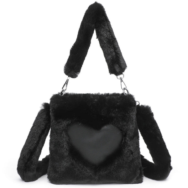 bags : Stella | Sac à Main Femme Moelleux en Forme de Cœur in Noir 22x22x4CM van Seroa