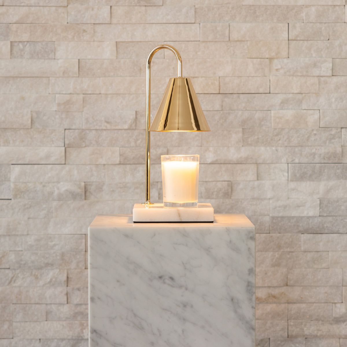 Lampe Chauffe-Bougie en Marbre - Lampe Fondante sans Flamme avec Minuteur