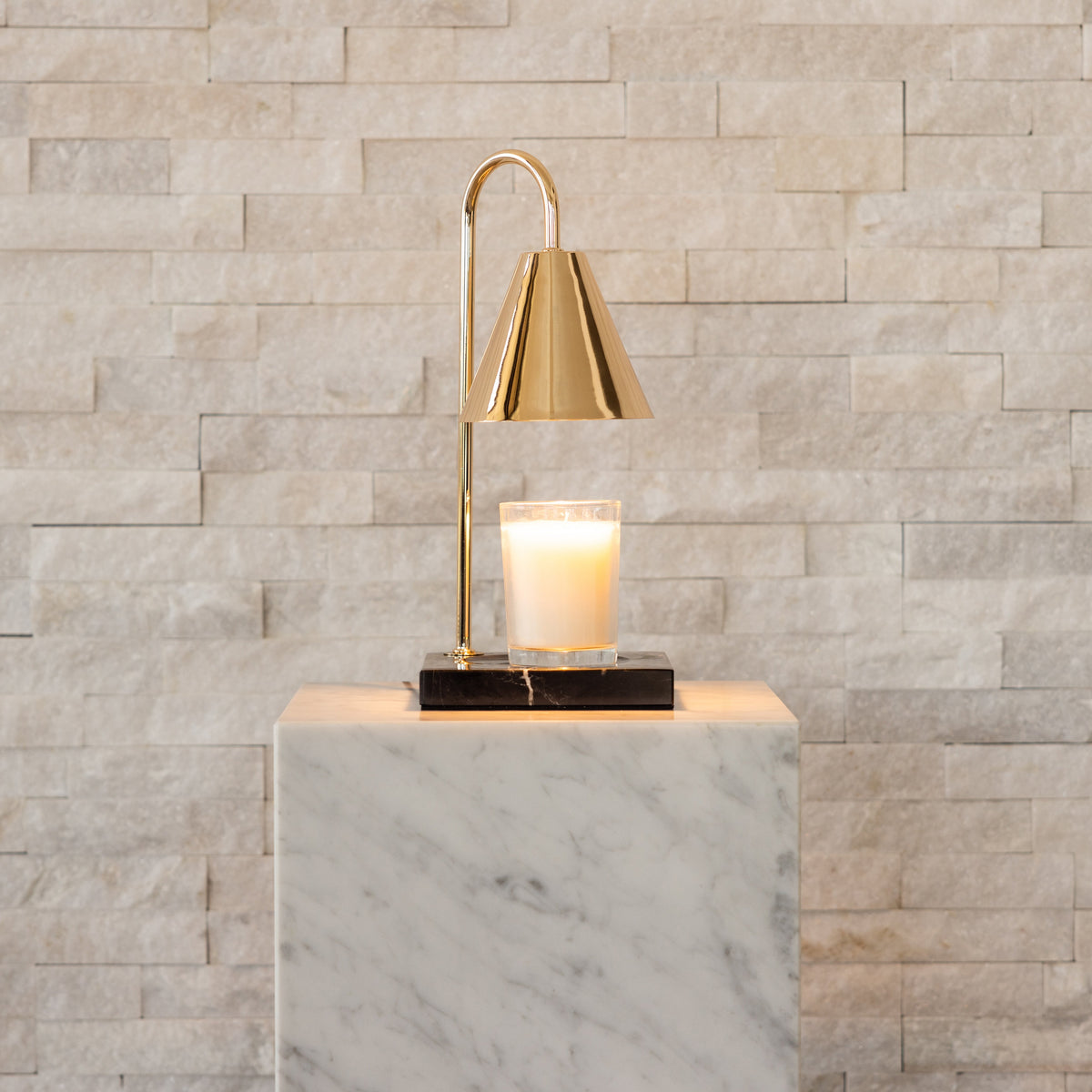 Lampe Chauffe-Bougie en Marbre - Lampe Fondante sans Flamme avec Minuteur