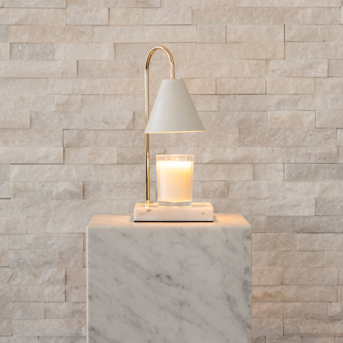 Lampe Chauffe-Bougie en Marbre - Lampe Fondante sans Flamme avec Minuteur