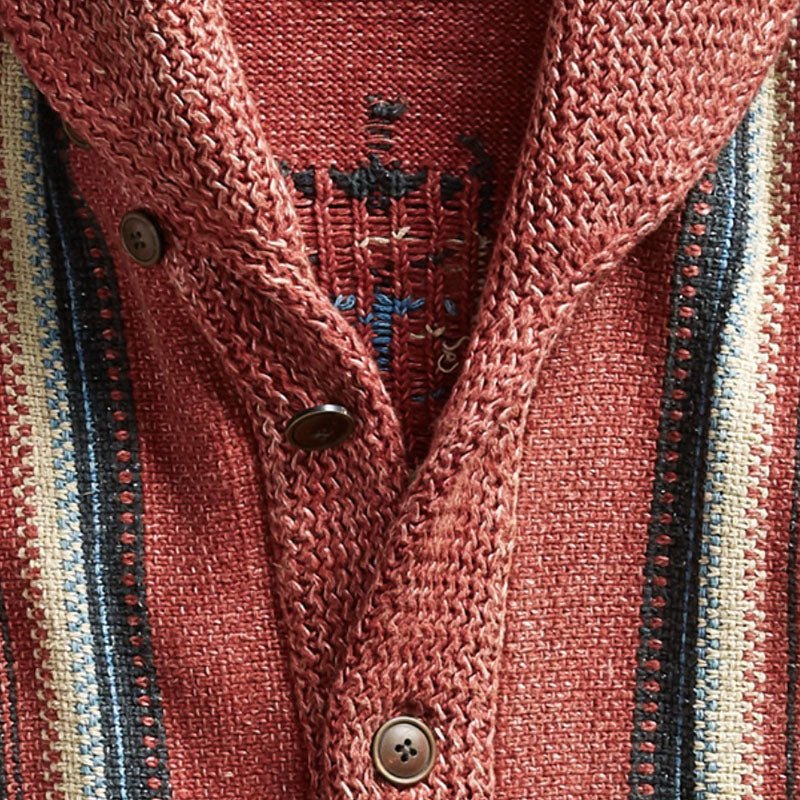 Herren Strickjacke Adrian Vintage Jacquard mit Revers Zeitlos