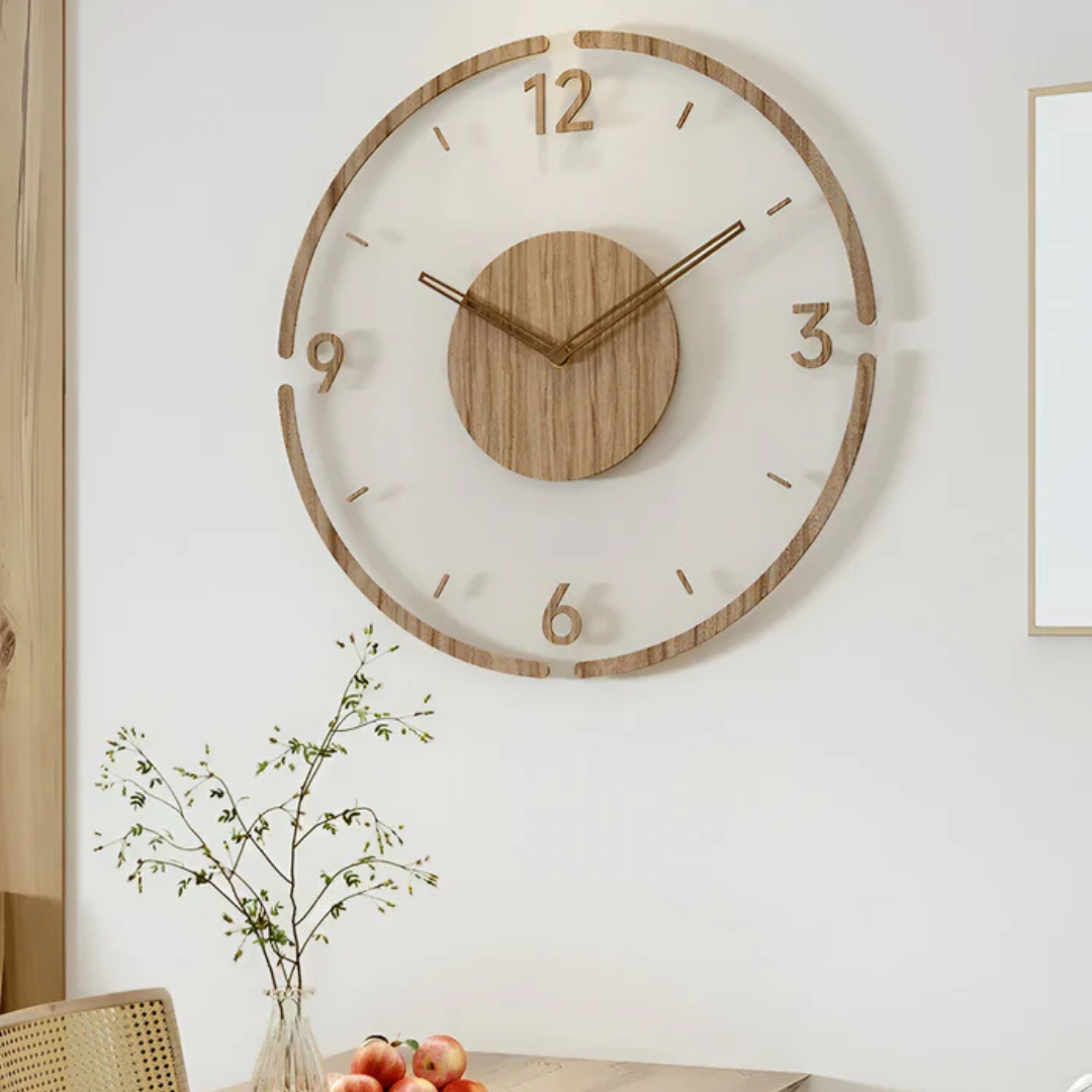 Horloge Murale Moderne 30cm – Acrylique & Bois, Mécanisme Silencieux