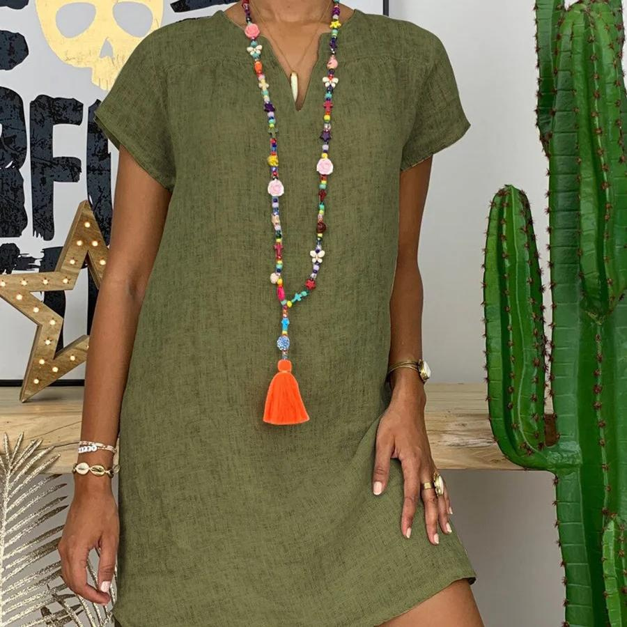 Robe Midi Femme Estivale - Coton Lin Confort Léger