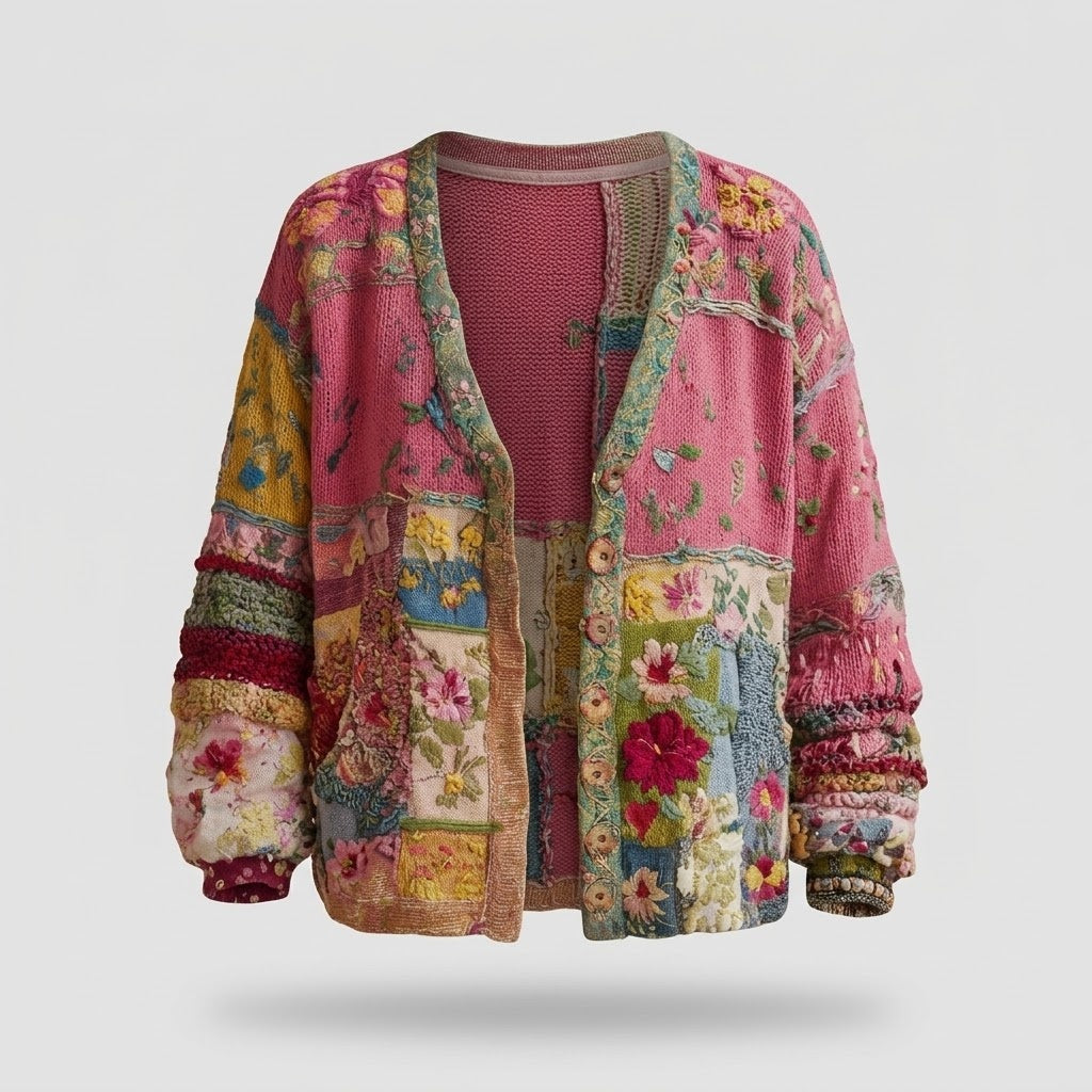 Gilet Cardigan Patchwork Floral Femme, Zoe