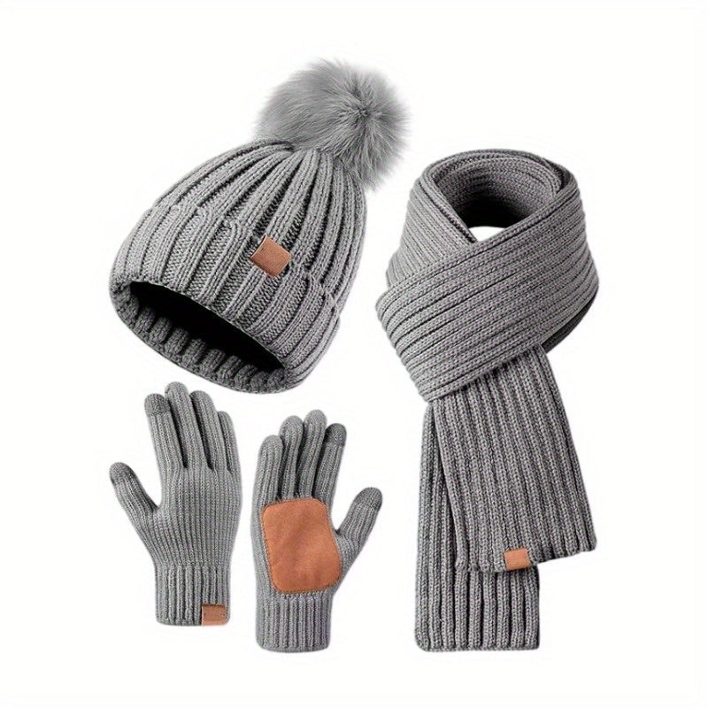 Ensemble Hiver 3 en 1 - Bonnet, Écharpe et Gants Tactiles