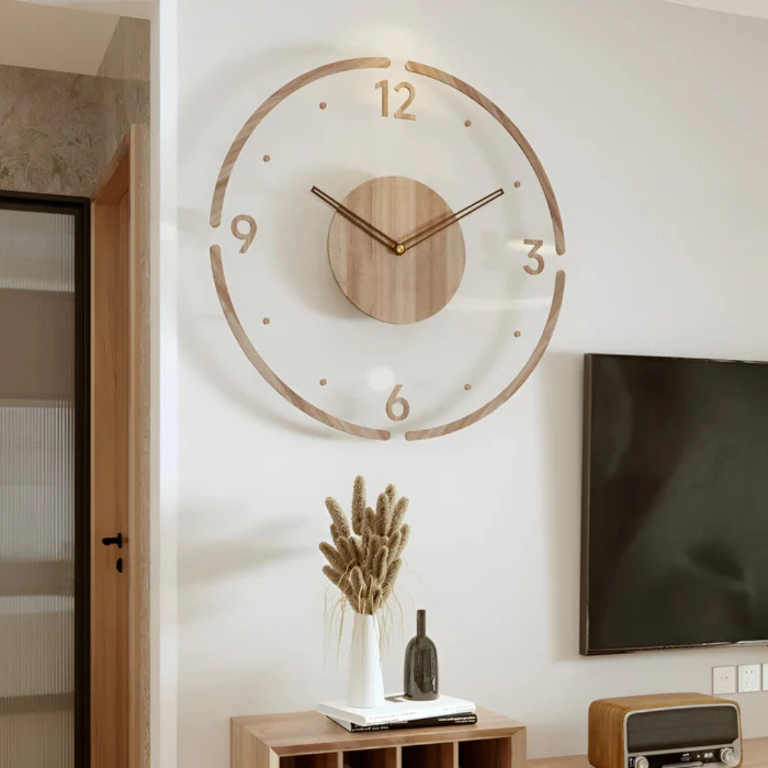 Horloge Murale Moderne 30cm – Acrylique & Bois, Mécanisme Silencieux