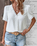 Blouse vintage en coton pour femme, détails dentelle, manches