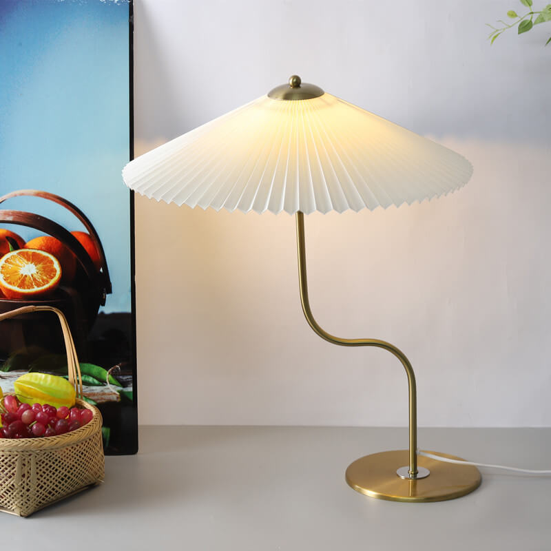 Lampe de Table Rétro à Abat-jour Plissé - Éclairage d'Appoint Décoratif