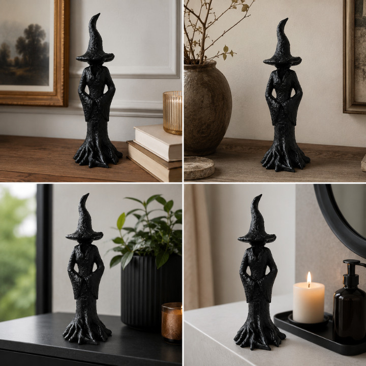 Statue de Jardin Sorcière - Figure Gardienne en Résine Artisanale