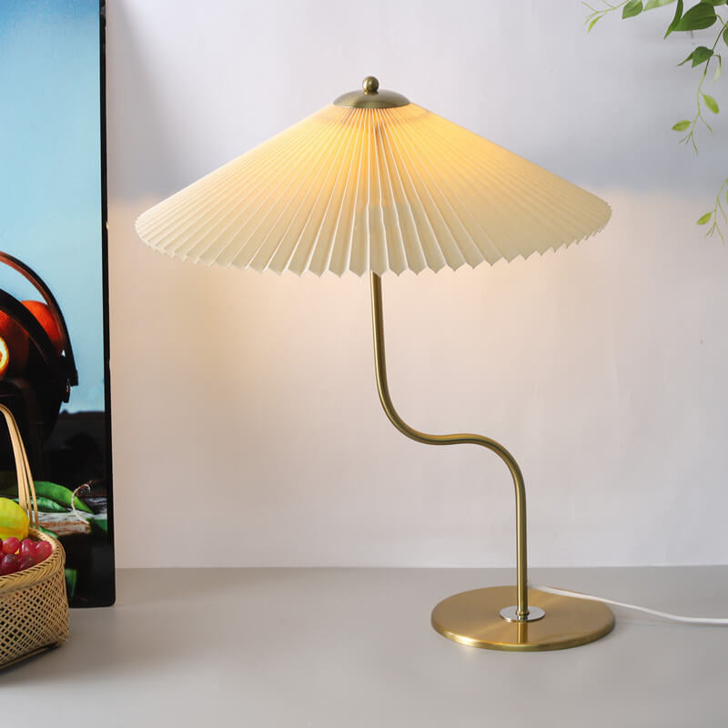 Lampe de Table Rétro à Abat-jour Plissé - Éclairage d'Appoint Décoratif