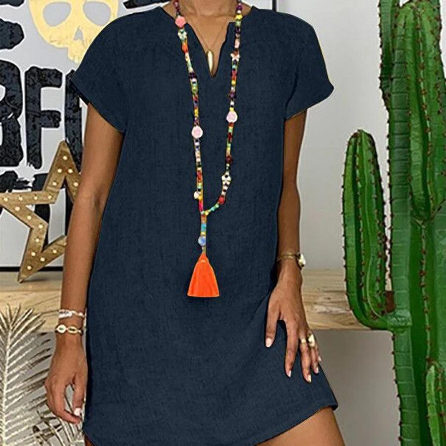 Robe Midi Femme Estivale - Coton Lin Confort Léger