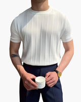 T-shirt homme rayé en mélange coton-lin - Douceur respirante
