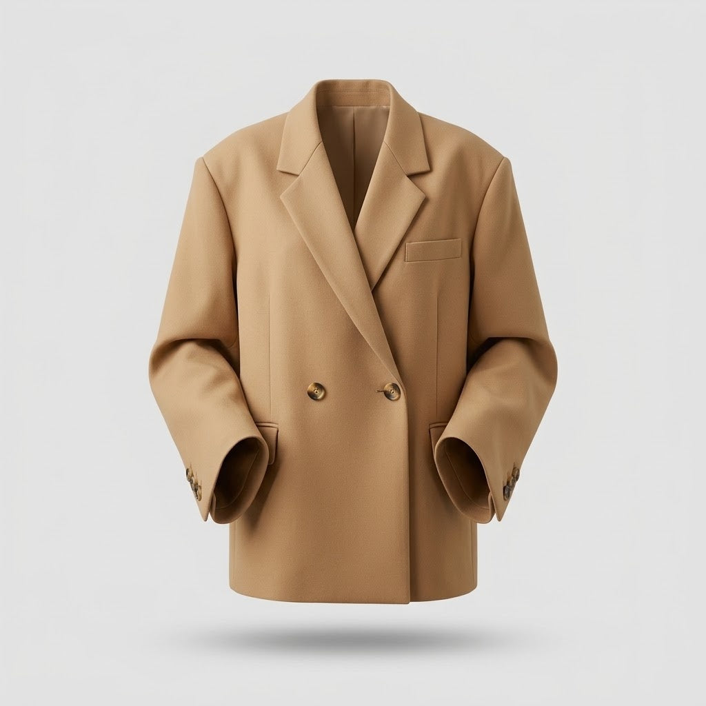 Blazer Oversize Femme - Cache-Coeur Diagonal avec Col Revers
