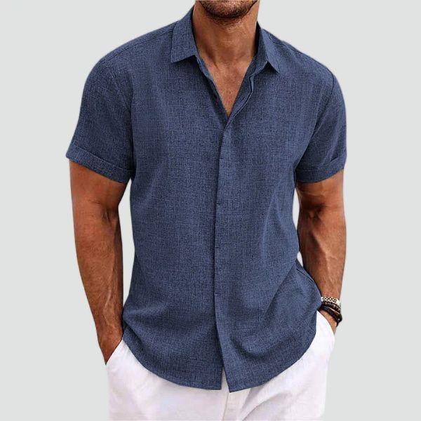 Camicia Lino Uomo Maniche Corte - Stile Estivo e Traspirante - - abbigliamento estivo camicia traspirante camicia uomo lino comfort estivo maniche corte uomo moda mare uomo stile casual uomo
