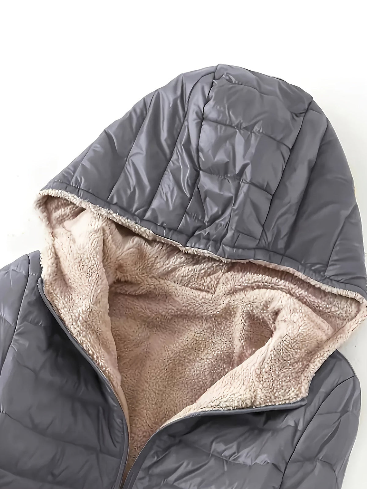 Veste Mi-Longue à Capuche Femme Doublée Polaire