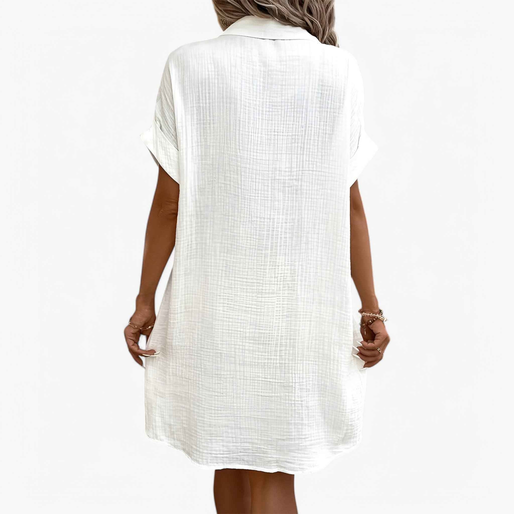 Leichtes Sommerkleid Damen aus Leinen-Baumwoll-Mischung - Perfekt für Strand und Urlaub