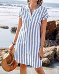 Robe chemise femme rayée bleue - Coupe fluide et confortable