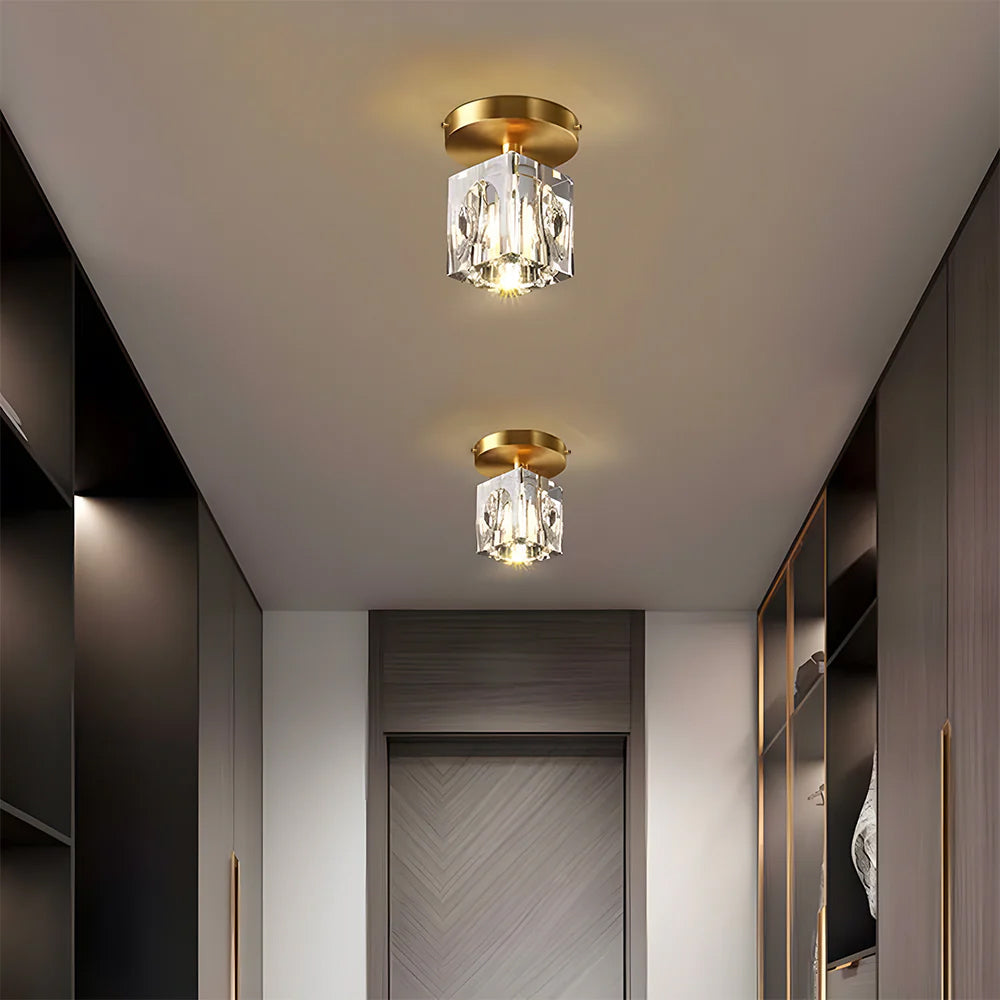Plafonnier Cristal Géométrique - Finition Moderne Noire ou Dorée