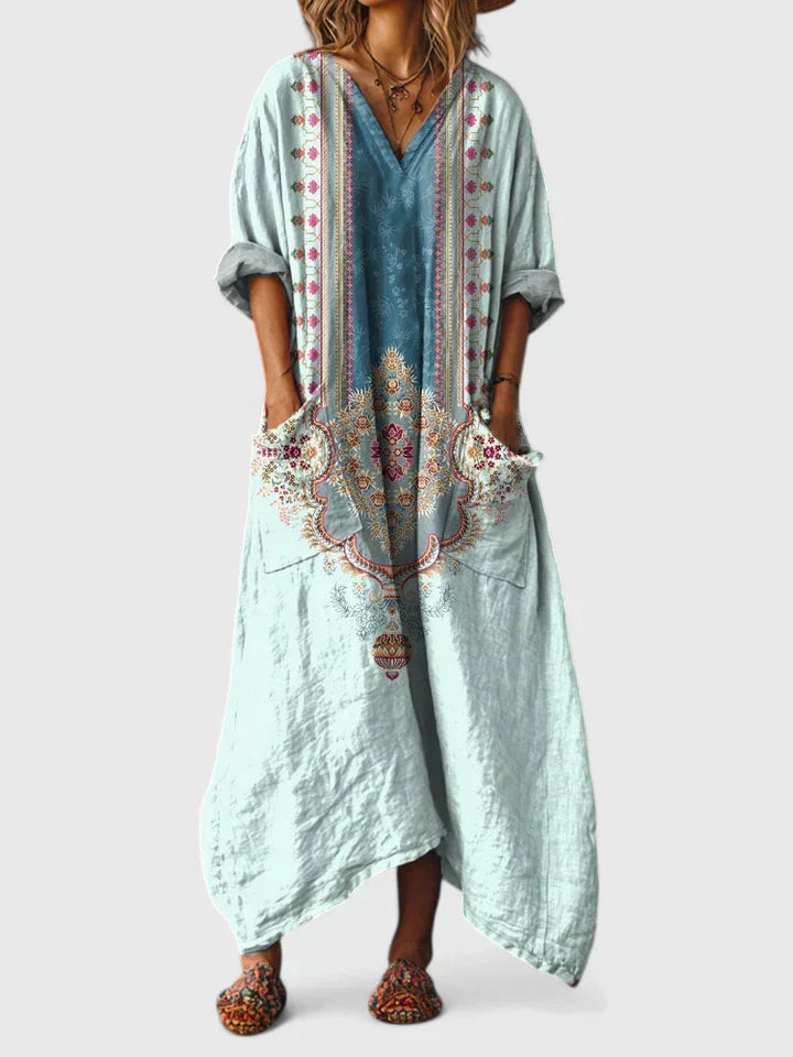 Robe midi décontractée brodée Elodie