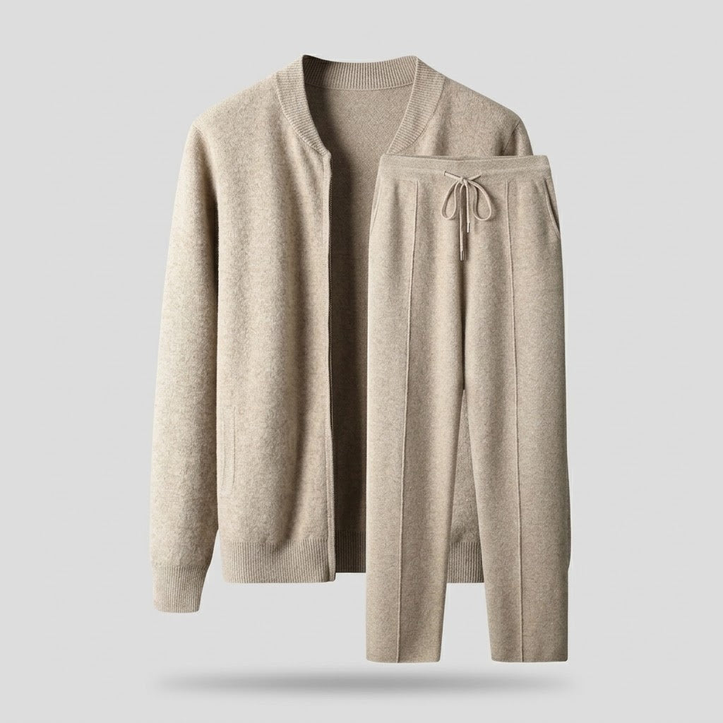 Ensemble Tricote Homme - Gilet Zippe a Col Rond