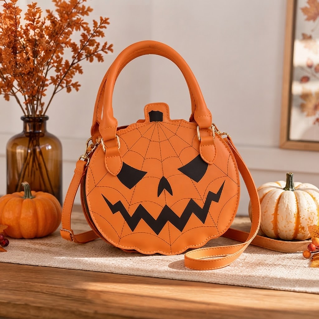 Sac à Main Citrouille en Cuir Synthétique - Accessoire Halloween