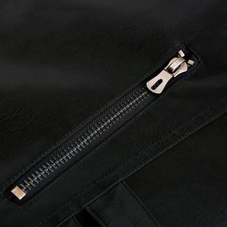 Veste Biker Homme en Cuir Synthétique avec Bandes Contrastées