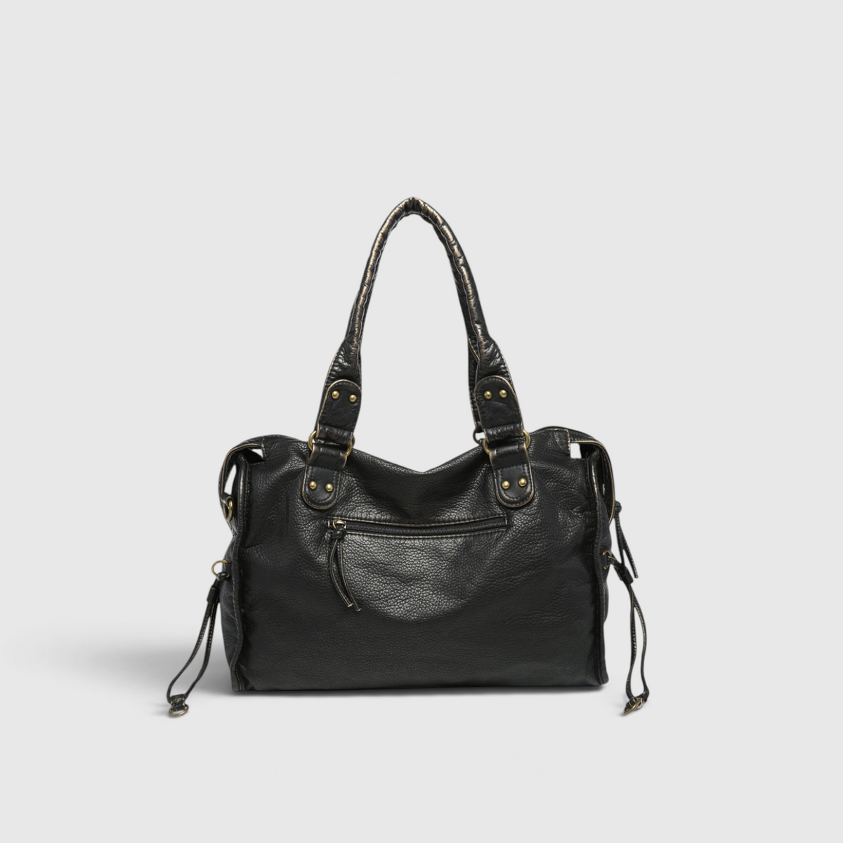 Sac à Épaule Noir Femme – Sac à Main Tendance en Simili Cuir avec Poches Zippées