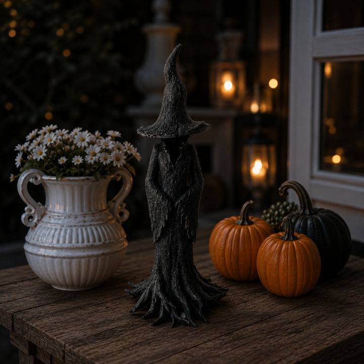 Statue de Jardin Sorcière - Figure Gardienne en Résine Artisanale