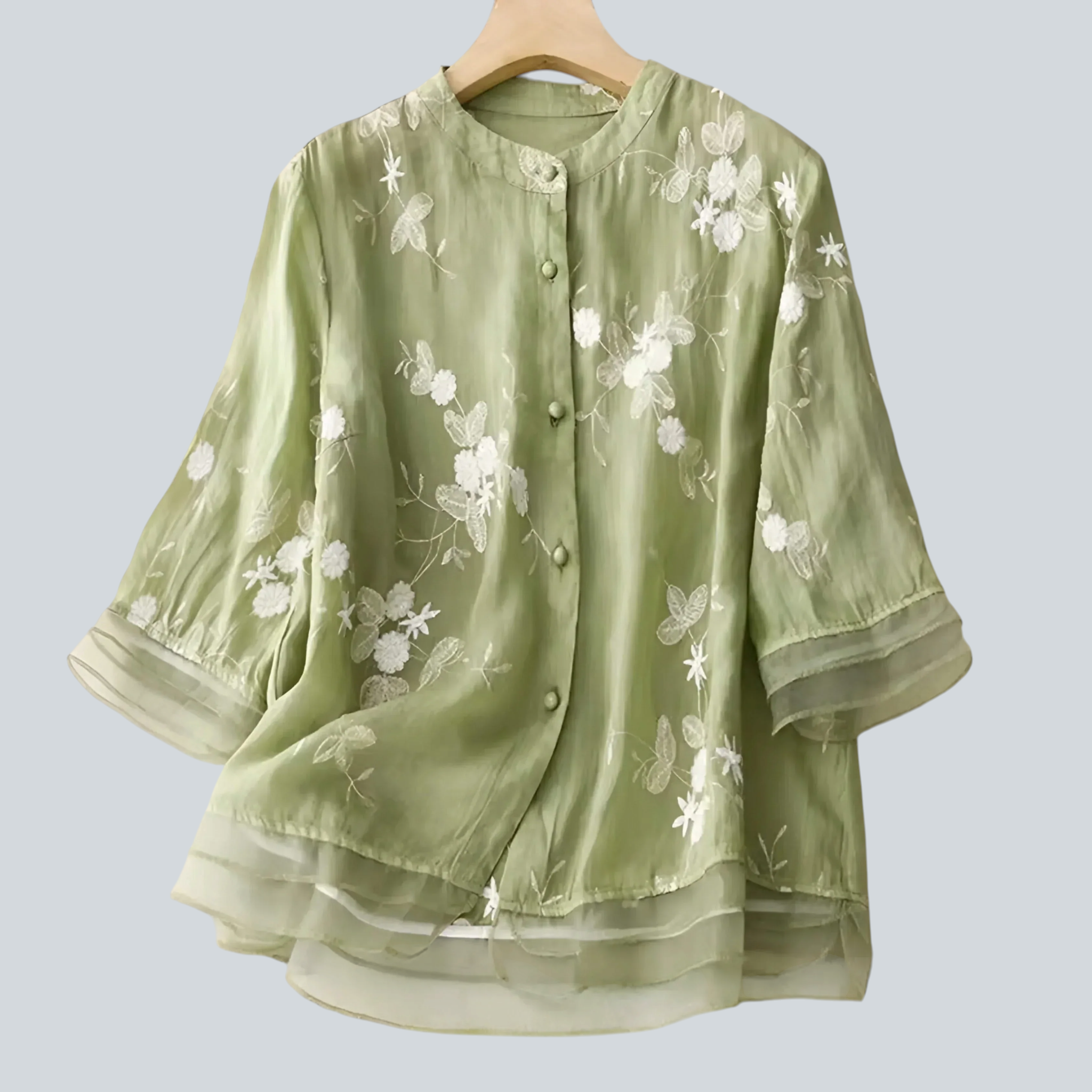 Haut femme en coton brodé floral - Élégance décontractée