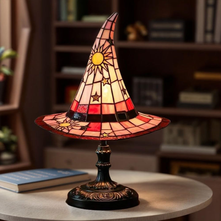 Lampe Chapeau de Sorcière en Vitrail - Artisanale Lumière Chaude