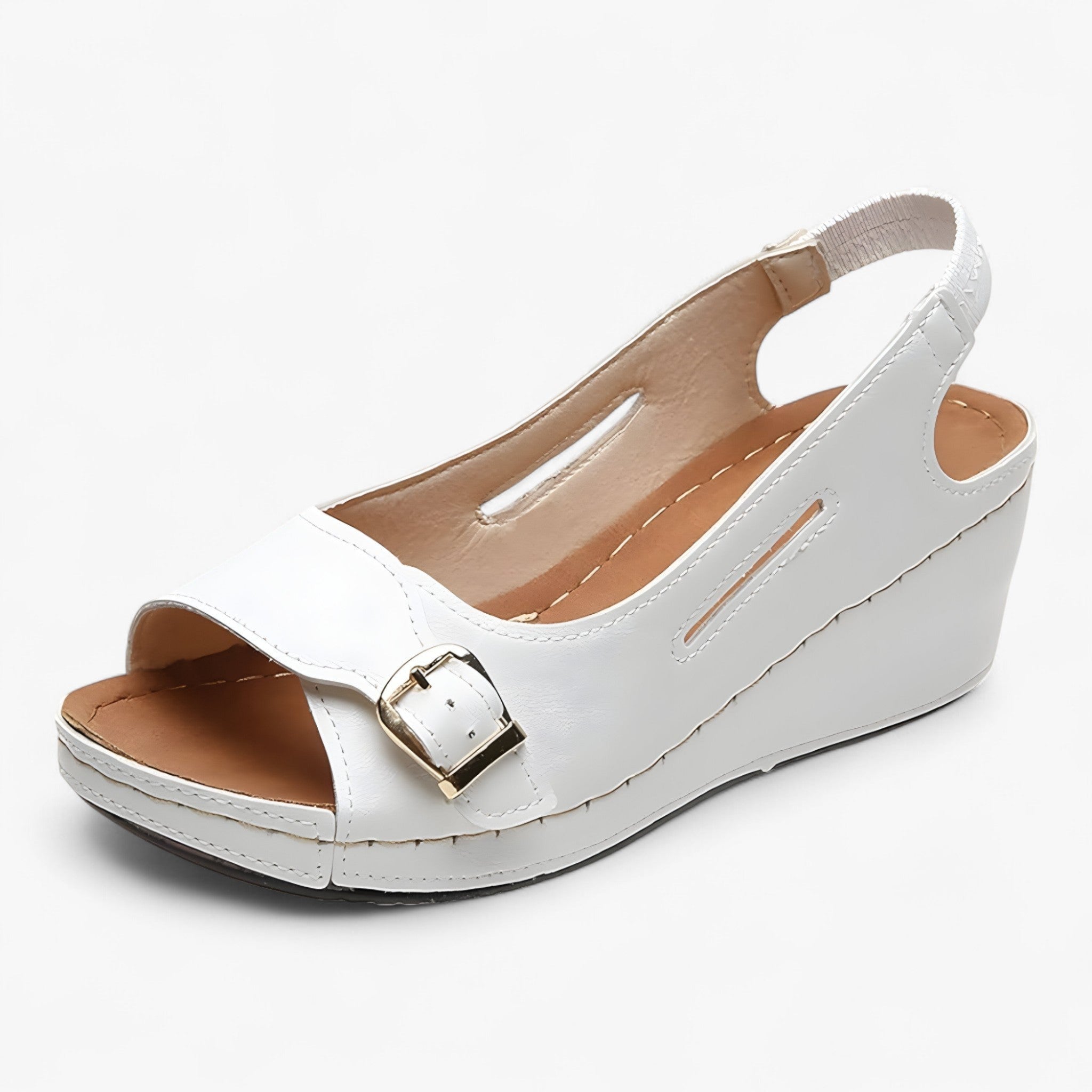 Bequeme flache Keilsandalen für Damen aus schwarzem Leder – ideal für den Sommer
