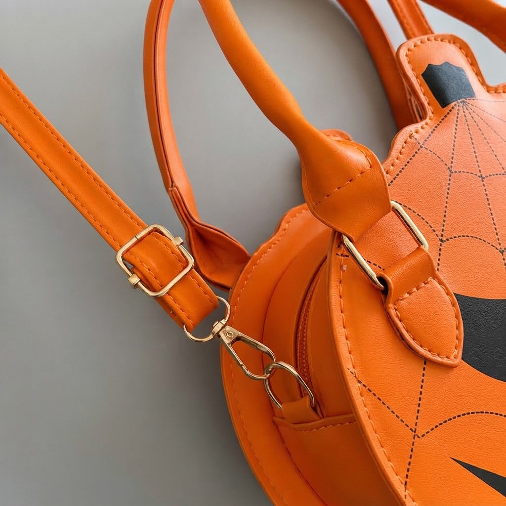 Sac à Main Citrouille en Cuir Synthétique - Accessoire Halloween